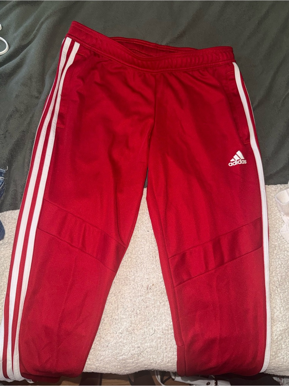 adidas women Red Athletic Track Pants with Side Stripes